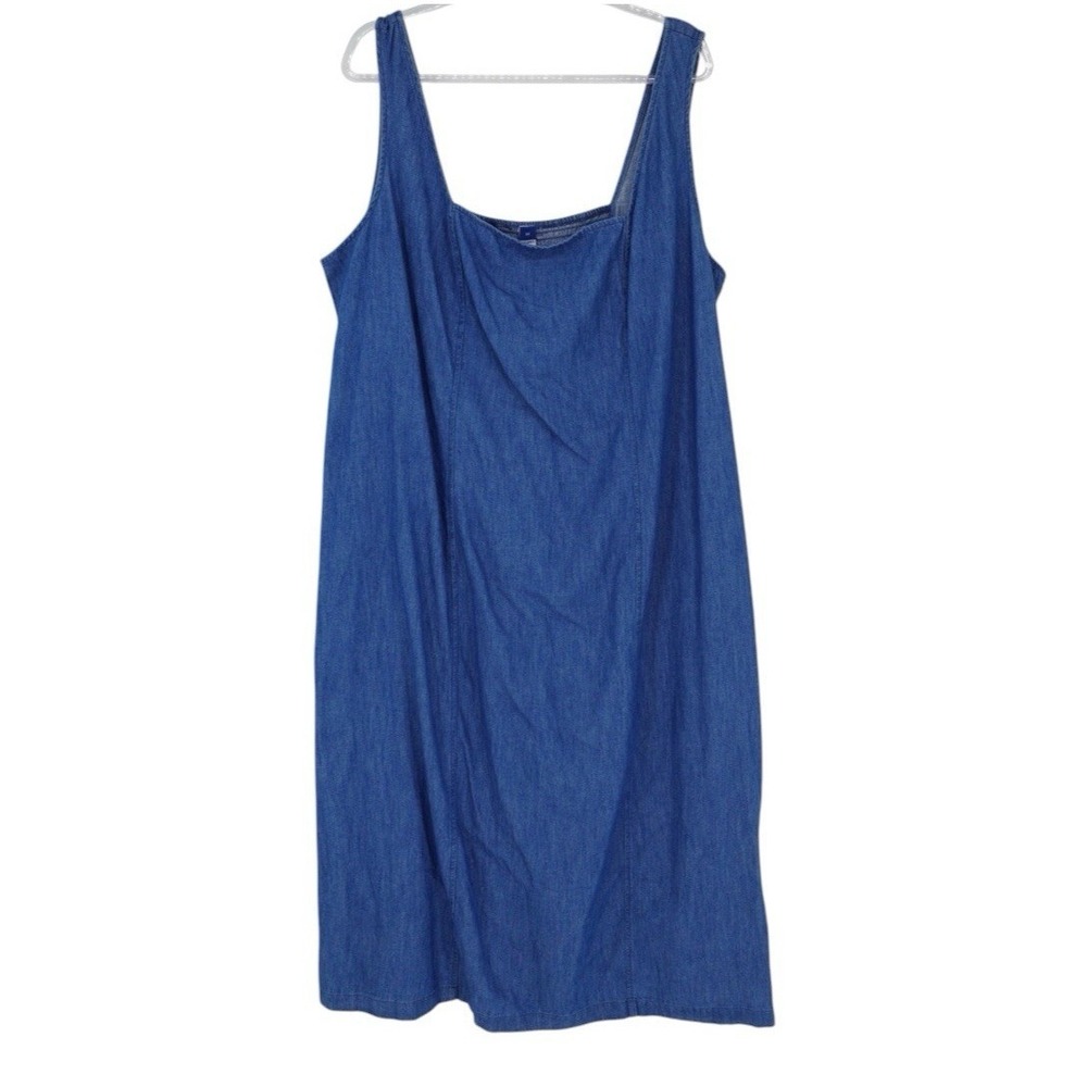 Old Navy Denim Smocked Square Neck Dress Blue‎ Womens 3X Casual NEW 90s Momcore